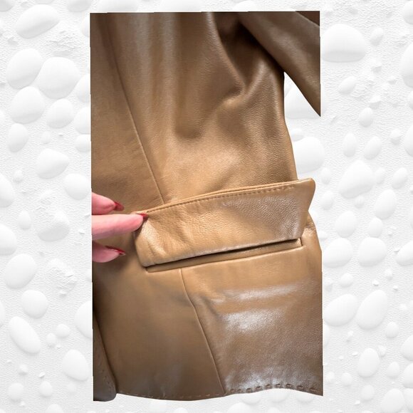 Vintage‑Era JACOB Caramel 100% Leather Jacket – L - NWT - Picture 6 of 10